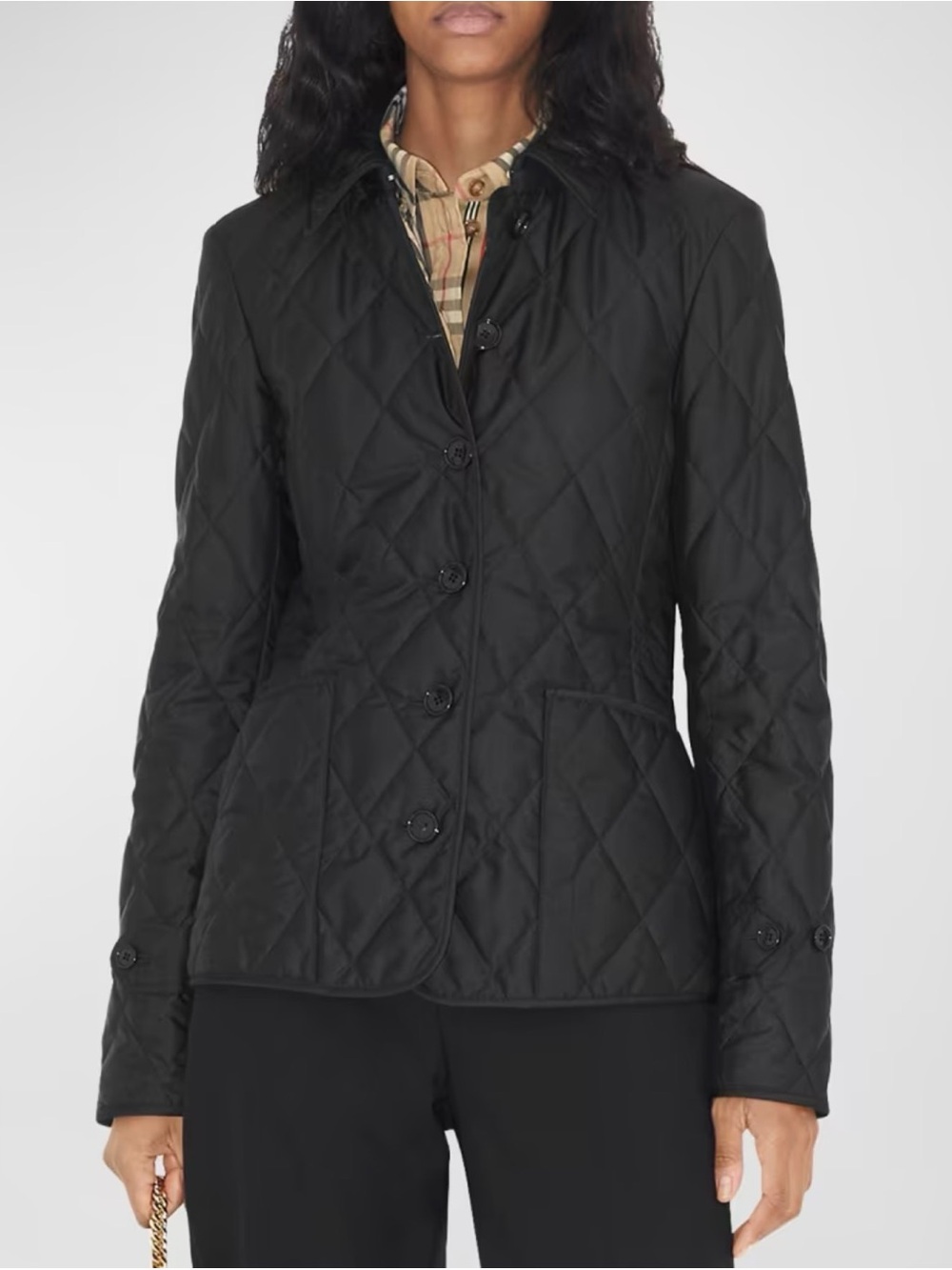 Burberry Fernleigh Black Diamond Quilted Utility Jacket for Women